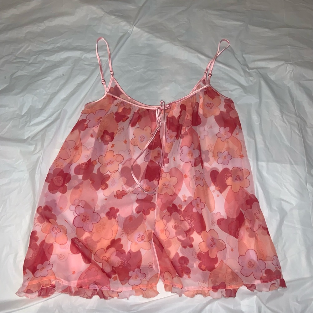 VINTAGE 2000s LA SENZA CHEMISE LINGERIE HEARTS AND FLOWERS 🌸 ❤️